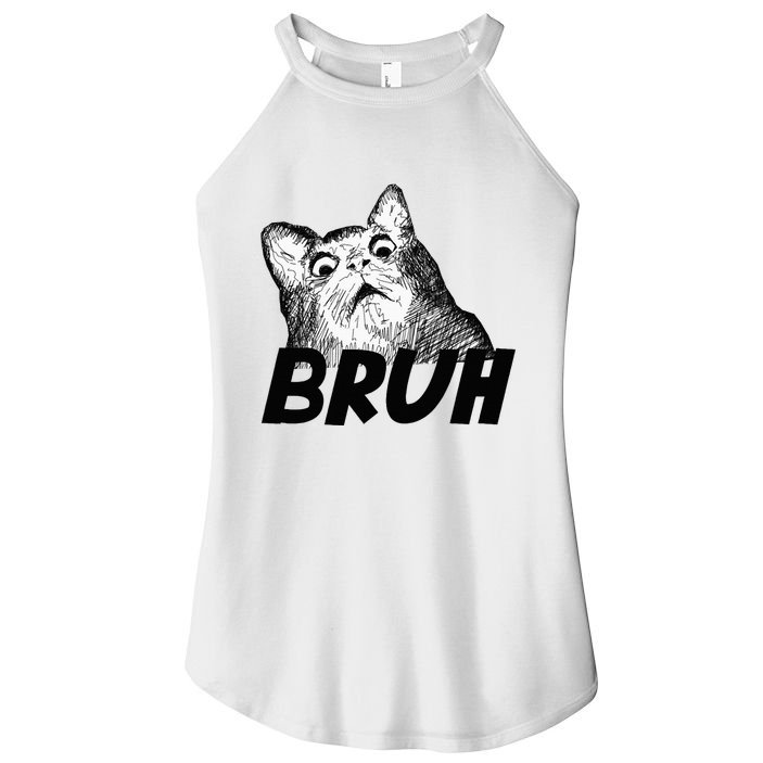 Bruh Shocked Gasp Cat Women's Perfect Tri Rocker Tank