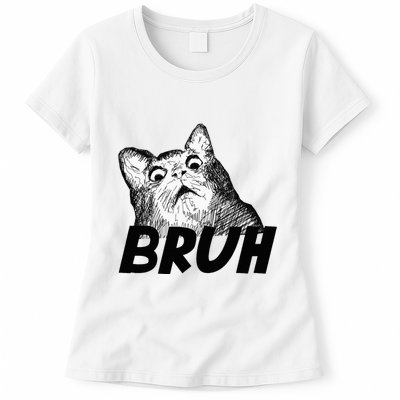 Bruh Shocked Gasp Cat Womens T-Shirt