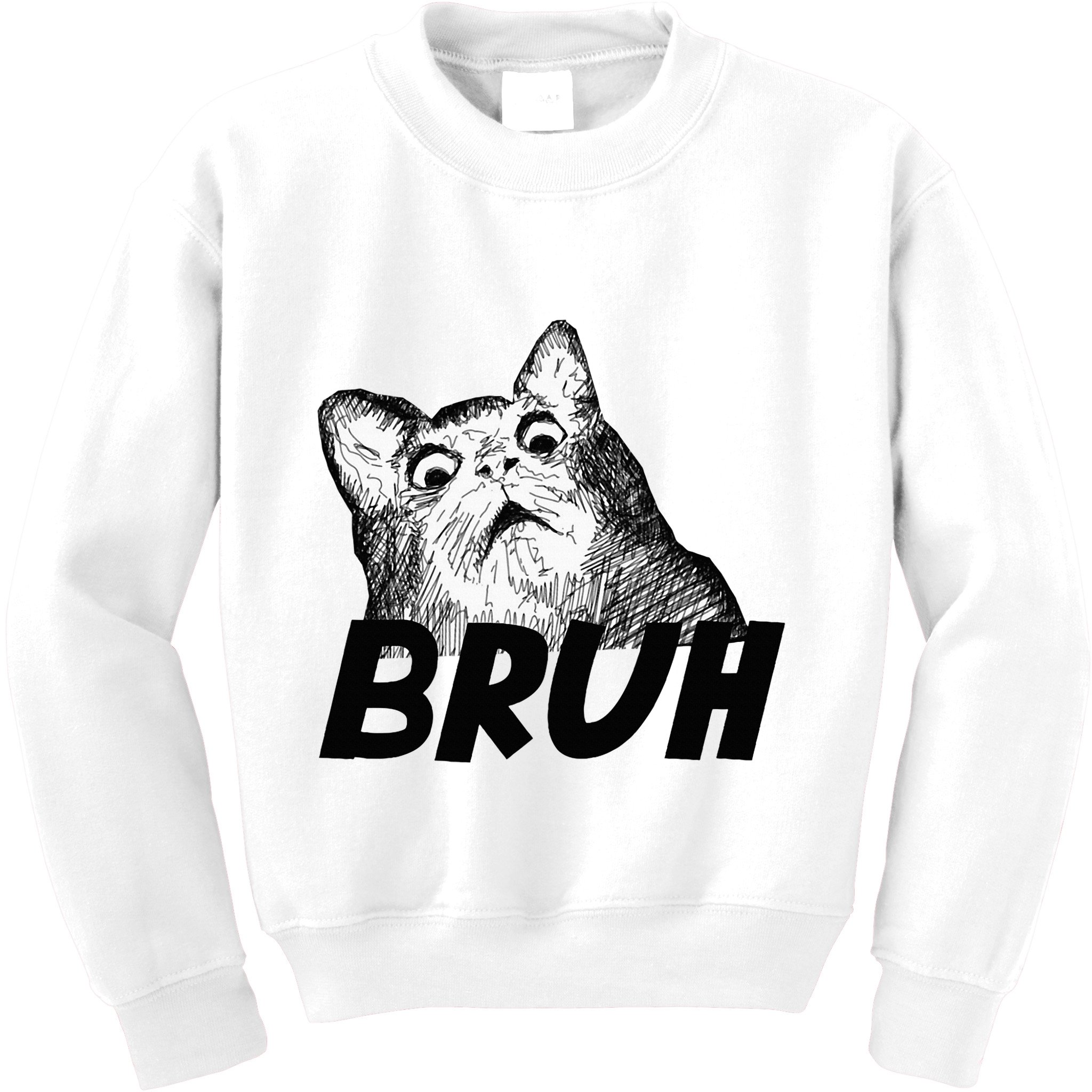 Bruh Shocked Gasp Cat Kids Sweatshirt