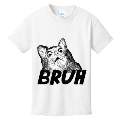 Bruh Shocked Gasp Cat Kids T-Shirt