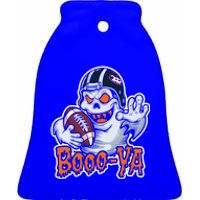 Boooya Spooky Ghost Halloween Football Great Gift Ceramic Bell Ornament