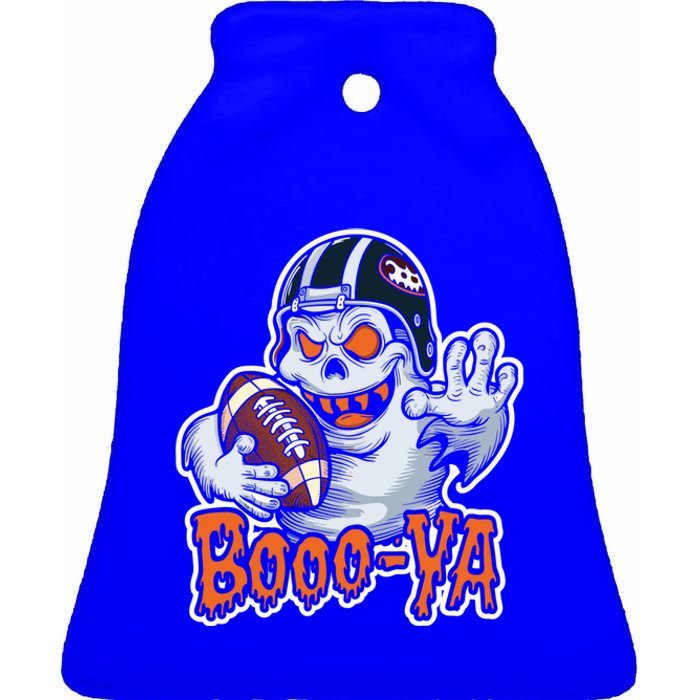 Boooya Spooky Ghost Halloween Football Great Gift Ceramic Bell Ornament