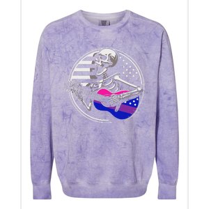 Bisexual Skeleton Guitar Lgbtq Pride Bisexuality Flag Colorblast Crewneck Sweatshirt