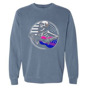 Bisexual Skeleton Guitar Lgbtq Pride Bisexuality Flag Garment-Dyed Sweatshirt