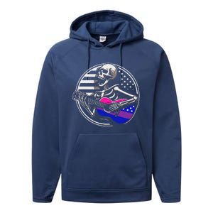 Bisexual Skeleton Guitar Lgbtq Pride Bisexuality Flag Performance Fleece Hoodie