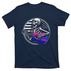 Bisexual Skeleton Guitar Lgbtq Pride Bisexuality Flag T-Shirt