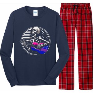 Bisexual Skeleton Guitar Lgbtq Pride Bisexuality Flag Long Sleeve Pajama Set