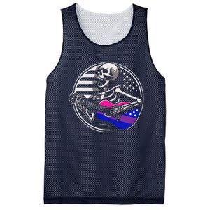 Bisexual Skeleton Guitar Lgbtq Pride Bisexuality Flag Mesh Reversible Basketball Jersey Tank