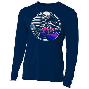 Bisexual Skeleton Guitar Lgbtq Pride Bisexuality Flag Cooling Performance Long Sleeve Crew