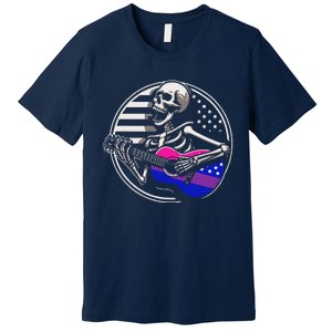 Bisexual Skeleton Guitar Lgbtq Pride Bisexuality Flag Premium T-Shirt