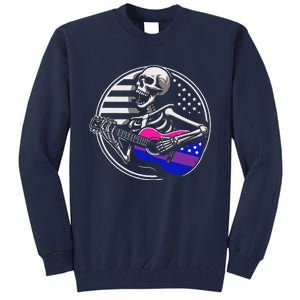 Bisexual Skeleton Guitar Lgbtq Pride Bisexuality Flag Tall Sweatshirt