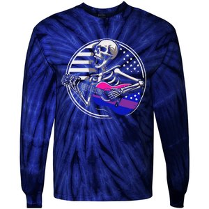 Bisexual Skeleton Guitar Lgbtq Pride Bisexuality Flag Tie-Dye Long Sleeve Shirt