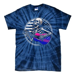 Bisexual Skeleton Guitar Lgbtq Pride Bisexuality Flag Tie-Dye T-Shirt