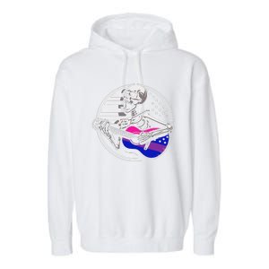 Bisexual Skeleton Guitar Lgbtq Pride Bisexuality Flag Garment-Dyed Fleece Hoodie