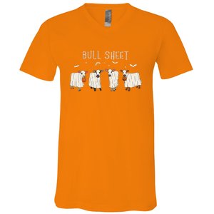 Bull Sheet Ghost Cow Halloween Funny This Is Bull Sheet V-Neck T-Shirt