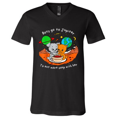 Boy S Go To Jupiter To Eat More Soup With Her V-Neck T-Shirt