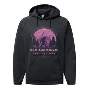 Bigfoot Sasquatch Great Smoky Mountains National Park Performance Fleece Hoodie