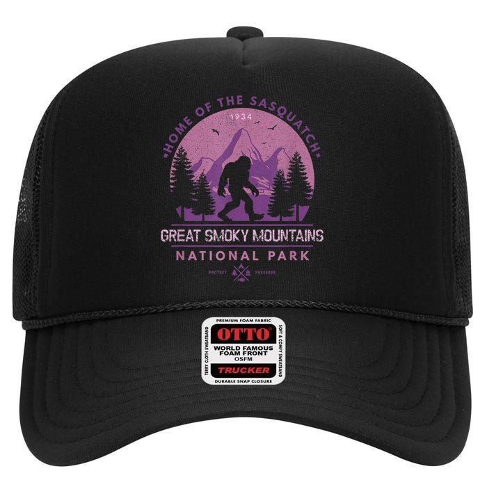 Bigfoot Sasquatch Great Smoky Mountains National Park High Crown Mesh Back Trucker Hat