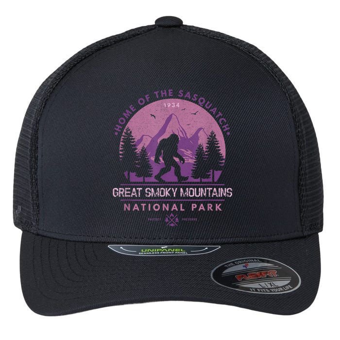 Bigfoot Sasquatch Great Smoky Mountains National Park Flexfit Unipanel Trucker Cap