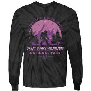 Bigfoot Sasquatch Great Smoky Mountains National Park Tie-Dye Long Sleeve Shirt