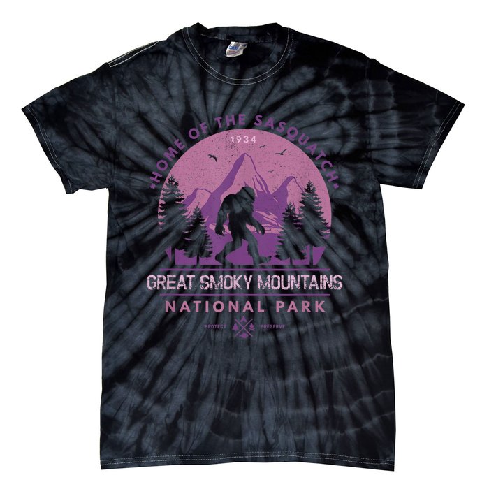 Bigfoot Sasquatch Great Smoky Mountains National Park Tie-Dye T-Shirt