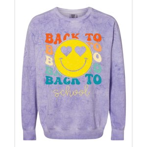 Boho Style Groovy Smile Back To School Colorblast Crewneck Sweatshirt