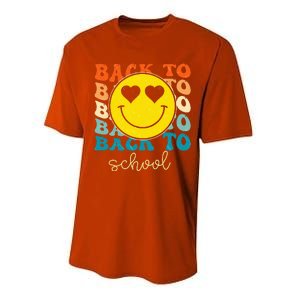 Boho Style Groovy Smile Back To School Performance Sprint T-Shirt