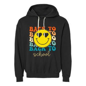 Boho Style Groovy Smile Back To School Garment-Dyed Fleece Hoodie