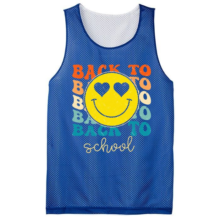 Boho Style Groovy Smile Back To School Mesh Reversible Basketball Jersey Tank