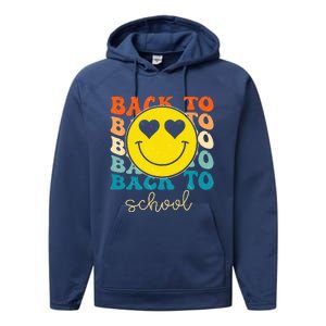 Boho Style Groovy Smile Back To School Performance Fleece Hoodie