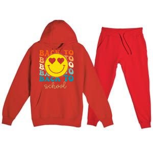 Boho Style Groovy Smile Back To School Premium Hooded Sweatsuit Set