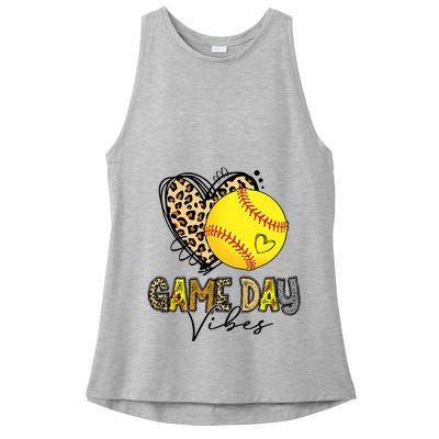 Bleached Softball Game Day Vibes Leopard Heart Headband Mom Ladies PosiCharge Tri-Blend Wicking Tank
