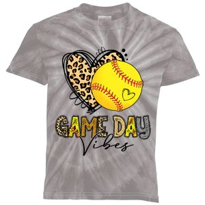 Bleached Softball Game Day Vibes Leopard Heart Headband Mom Kids Tie-Dye T-Shirt