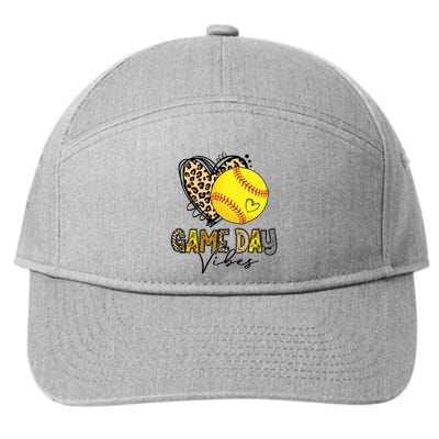 Bleached Softball Game Day Vibes Leopard Heart Headband Mom 7-Panel Snapback Hat
