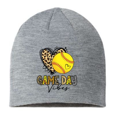 Bleached Softball Game Day Vibes Leopard Heart Headband Mom Sustainable Beanie
