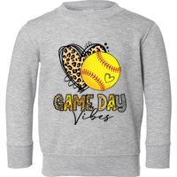 Bleached Softball Game Day Vibes Leopard Heart Headband Mom Toddler Sweatshirt