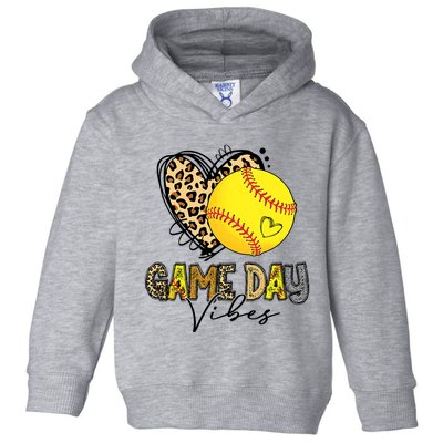 Bleached Softball Game Day Vibes Leopard Heart Headband Mom Toddler Hoodie