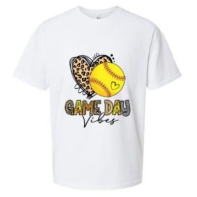 Bleached Softball Game Day Vibes Leopard Heart Headband Mom Sueded Cloud Jersey T-Shirt