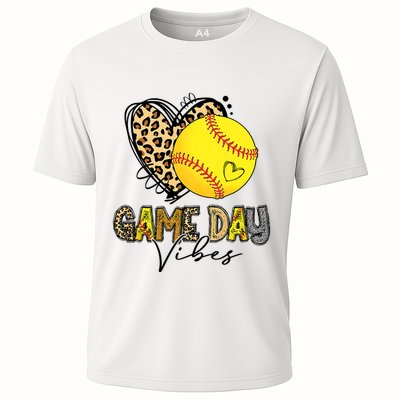 Bleached Softball Game Day Vibes Leopard Heart Headband Mom Performance Shirt