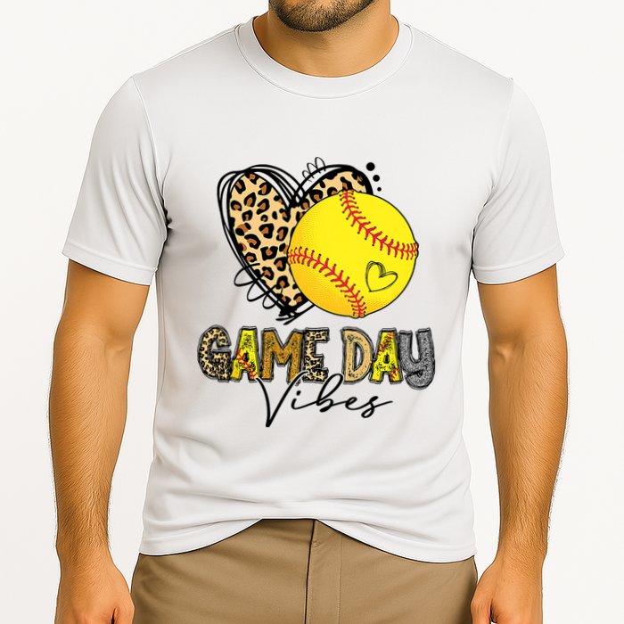 Bleached Softball Game Day Vibes Leopard Heart Headband Mom Performance Shirt
