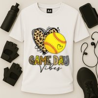 Bleached Softball Game Day Vibes Leopard Heart Headband Mom Performance Shirt