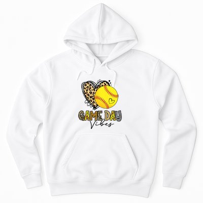 Bleached Softball Game Day Vibes Leopard Heart Headband Mom Hoodie