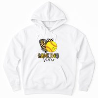 Bleached Softball Game Day Vibes Leopard Heart Headband Mom Hoodie
