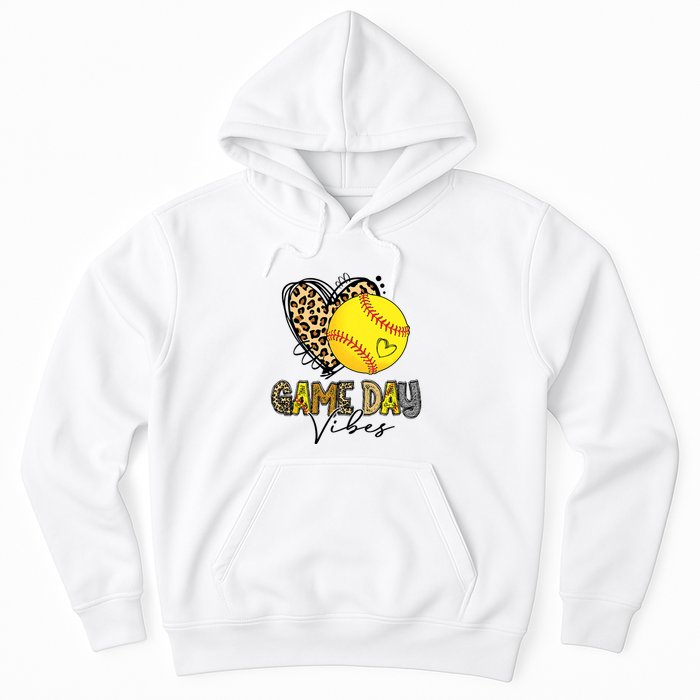 Bleached Softball Game Day Vibes Leopard Heart Headband Mom Hoodie