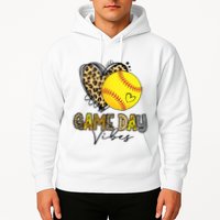 Bleached Softball Game Day Vibes Leopard Heart Headband Mom Hoodie