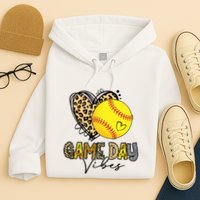 Bleached Softball Game Day Vibes Leopard Heart Headband Mom Hoodie