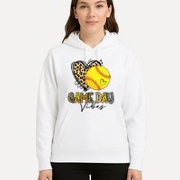 Bleached Softball Game Day Vibes Leopard Heart Headband Mom Hoodie