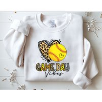 Bleached Softball Game Day Vibes Leopard Heart Headband Mom Sweatshirt