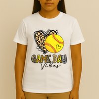 Bleached Softball Game Day Vibes Leopard Heart Headband Mom T-Shirt