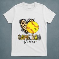 Bleached Softball Game Day Vibes Leopard Heart Headband Mom T-Shirt
